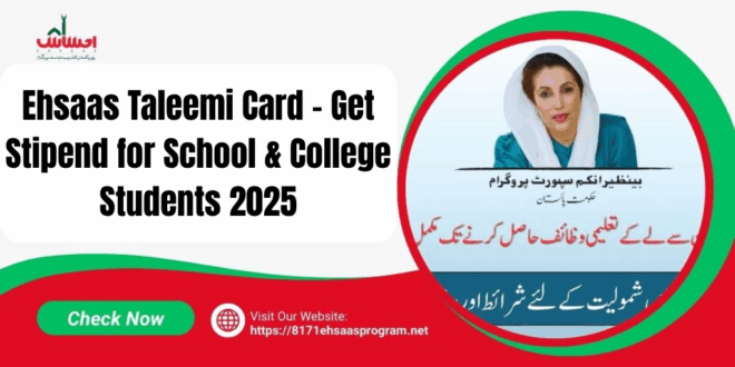 Student showing 8171 Ehsaas Taleemi Card 2025 after successful registration in Pakistan